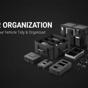 car organization with dark background along with headline and subheading